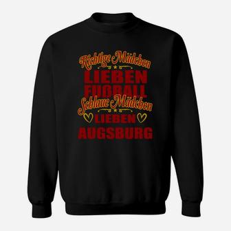 Echte Mädchen lieben Fußball Augsburg Fan Sweatshirt in Schwarz-Rot - Seseable