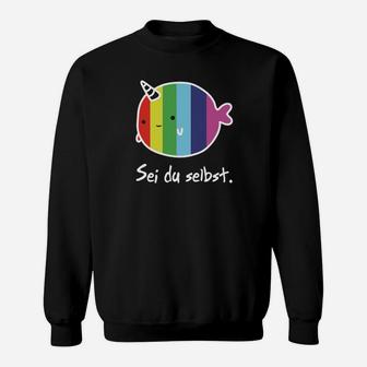 Einhorn Fisch Schwarzes Sweatshirt - Sei Du Selbst Motiv - Seseable