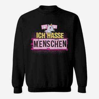 Einhorn Ich Hasse Menschen 2 Sweatshirt - Seseable