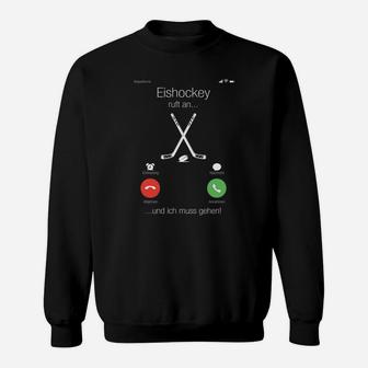 Eishockey-Themen Sweatshirt mit Ruf-Taste, Lustig für Fans & Spieler - Seseable