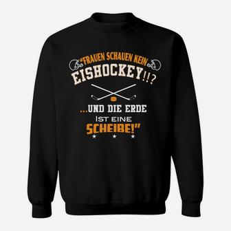 Eishockeyfrauen Erde Scheibe  Sweatshirt - Seseable