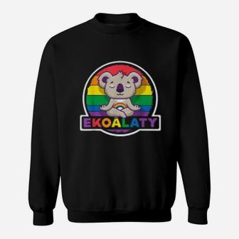 Ekoalaty Lgbtq Gay Pride Month Meditation Koala Rainbow Flag Sweat Shirt - Seseable