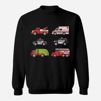 Emergency Vehicles Fire Truck Police Car Ambulance Sweatshirt - Seseable