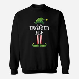 Engaged Elf Matching Family Group Christmas Party Pajama Sweat Shirt - Seseable