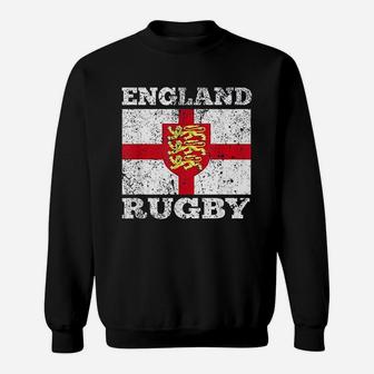 England Rugby Vintage English Flag Rugby United Kingdom Gift Sweat Shirt - Seseable