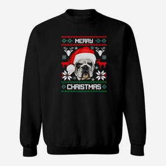 English Bulldog Merry Christmas Dog Gift Cute Sweat Shirt - Seseable