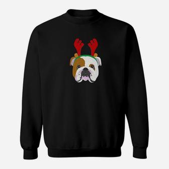 English Bulldog Reindeer Christmas Dog Lover Gifts Sweat Shirt - Seseable