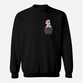 English Bulldog Santa Hat In Your Pocket Christmas Gift Sweat Shirt - Seseable