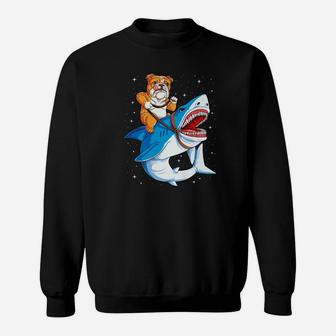 English Bulldog Shark Kids Space Galaxy Jawsome Gift Sweat Shirt - Seseable
