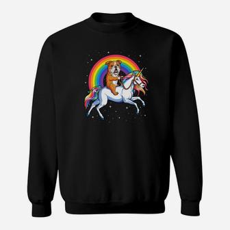 English Bulldog Unicorn Girls Space Galaxy Rainbow Sweat Shirt - Seseable