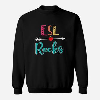 Esl Rocks Teacher Back To School Sweat Shirt - Seseable