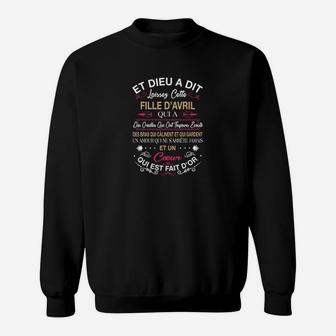 Et Dieu a dit Schwarzes Sweatshirt, Design für April-Geborene - Seseable