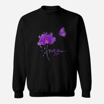 Faith Hope Love Butterfly Daisy Alzheimer's Awareness Sweat Shirt | Seseable UK