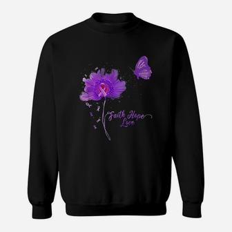 Faith Hope Love Butterfly Daisy Alzheimer's Awareness Sweat Shirt | Seseable UK