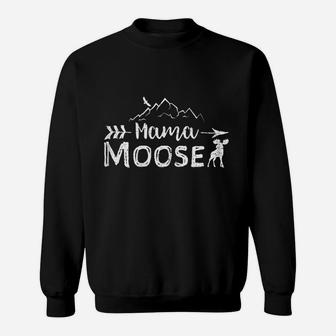 Family Mama Papa Moose Camping Sweat Shirt - Seseable