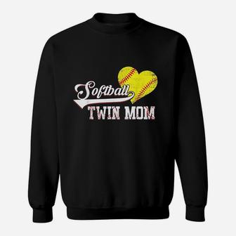Family Softball Player Gifts Softball Twin Mom Sweat Shirt - Seseable