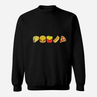 Fast Food Burger Taco French Fries Hot Dog Pizza Sweat Shirt - Seseable