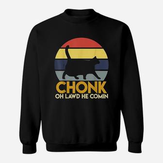 Fat Cats Chonk Oh Lawd He Comin Vintage Retro Sunset Sweat Shirt - Seseable