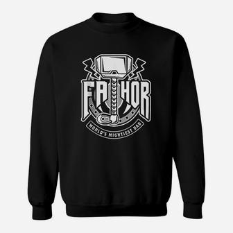 Fathor Worlds Mightiest Dad Funny Cool Viking Father Gift Sweat Shirt - Seseable