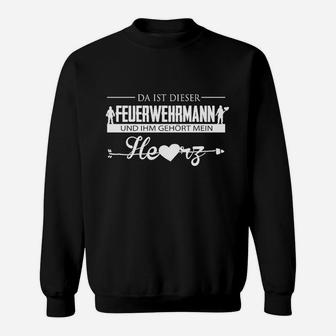 Feuerwehrmann Liebe Sweatshirt für Damen, Herz Statement Design - Seseable