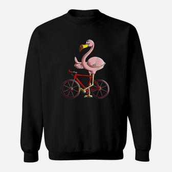 Flamingo Riding A Bicycle Cool Bikers Funny Bike Bird Gift Sweat Shirt - Seseable
