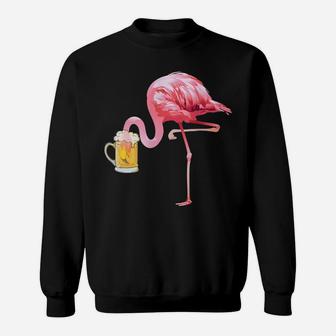 Flamingo Trinkt Bier Sauf Polter Ge Sweatshirt - Seseable