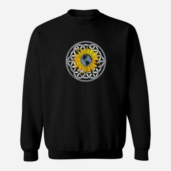 Flower Of Life Sunflower Earth Bees Climate Change Sweat Shirt - Seseable