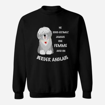 Französisches Motiv Sweatshirt, Old English Sheepdog mit Spruch - Seseable