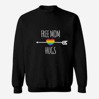 Free Mom Hugs Gift Rainbow Heart Lgbt Pride Month Sweat Shirt - Seseable
