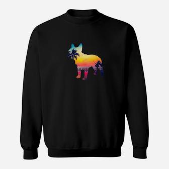 French Bulldog Sun Beach Summer Palm Tree Design Sweat Shirt - Seseable