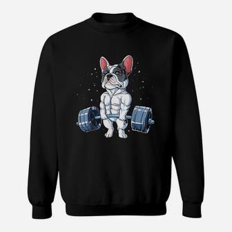 French Bulldog Weightlifting Funny Deadlift Men Fitness Gym Sweat Shirt - Seseable