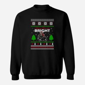 Fröhlich und Hell Motorrad Ugly Christmas Pullover Stil Sweatshirt - Seseable
