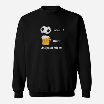 Fußball & Bier Fan Sweatshirt Schwarz, Spruch Tee für Sportliebhaber - Seseable