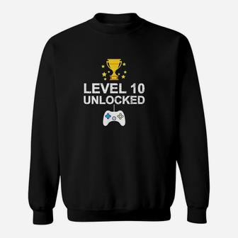 Funny 10th Birthday Level 10 Unlocked Vintage Sweat Shirt - Seseable