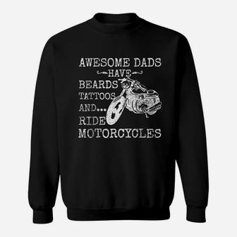 Funny Beard Awesome Dad Beard Tattoos And Motorcycles Sweat Shirt - Seseable