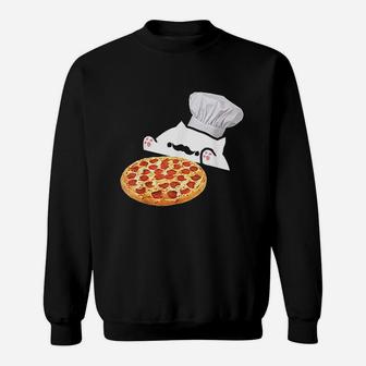 Funny Bongo Cat Pizza Chef Dank Memes Sweat Shirt - Seseable