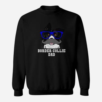 Funny Border Collie Hipster Dad Dog Lover Sweat Shirt - Seseable