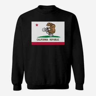 Funny California Flag Style Bear Wheelie T-shirt Sweat Shirt - Seseable