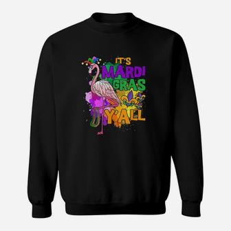 Funny Carnival Party Gift Idea Flamingo Mardi Gras Sweat Shirt - Seseable