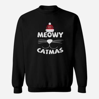 Funny Cat Christmas Shirt Meowy Catmas Sweat Shirt - Seseable