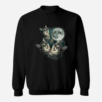 Funny Cat Three Cat Moon Sweat Shirt - Seseable