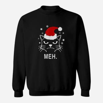 Funny Christmas Cat Meh Sweat Shirt - Seseable