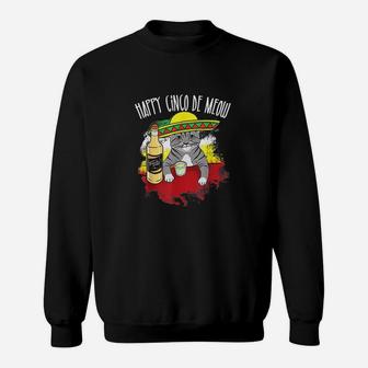 Funny Cinco De Meow Funny Mexican Tequila Cat Sweat Shirt - Seseable