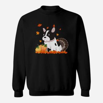 Funny French Bulldog Turkey Costume Thanksgiving Sweat Shirt - Seseable