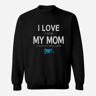 Funny Gamer Valentines Day I Love Mom Video Gaming Boys Sweat Shirt - Seseable