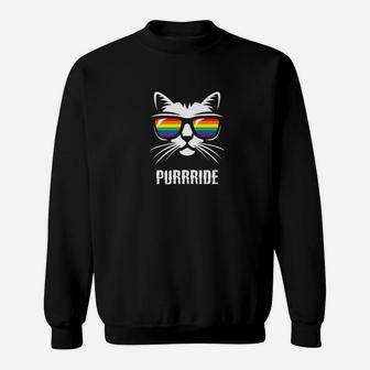 Funny Gay Pride Cat Gift Pride Month Cat Lover Sweat Shirt - Seseable