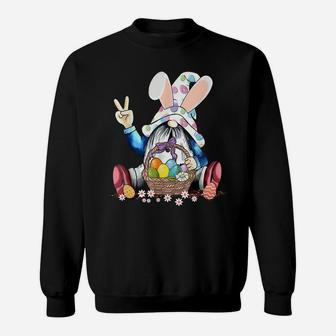Funny Gnome Easter Hippie Egg Hunting Gnomes Gift Kids Sweat Shirt - Seseable