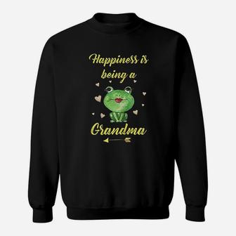 Funny Grandma Frog Lover Gift Happiness Is Being A Grandma Sweatshirt - Seseable