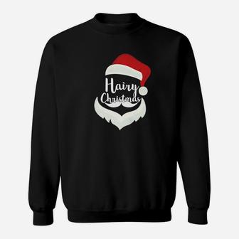 Funny Hairy Christmas Merry Holiday Beard Dad Gift Sweat Shirt - Seseable