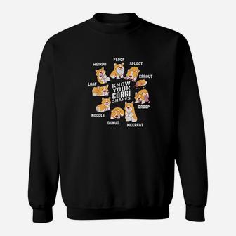 Funny Know Your Corgi Shapes Cute Welsh Dog Lover Sweat Shirt - Seseable